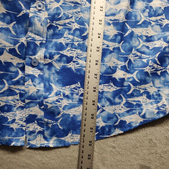 Clear Water Outfitters Quick Dry Shirt Small Marlin Fish Graphic Blue White Mn L - Picture 12 of 12